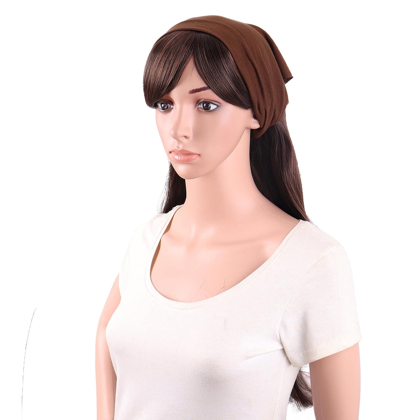 MapofBeauty 13 Inch 6 Pieces Soft Elastic Triangle Non-slip Bandana Head Scarves Headband (Black/Grey/Deep Coffee/Brown/Light Br