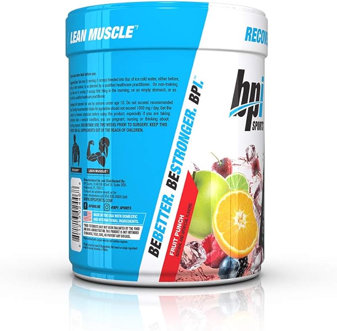 BPI Sports Best BCAA - BCAA Powder - Branched Chain Amino Acids - Muscle Recovery - Muscle Protein Synthesis - Lean Muscle - Improved Performance – Hydration – Fruit Punch - 60 Servings - 1.32 Pound