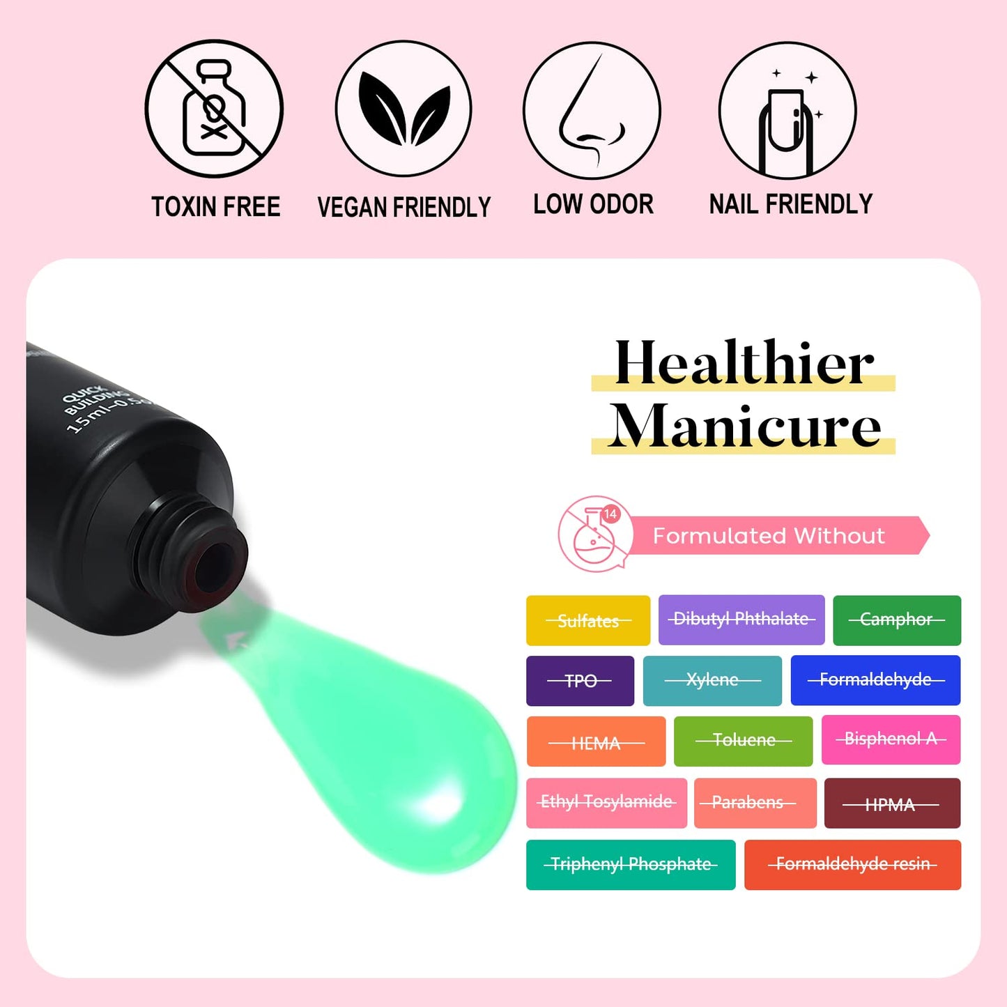 AIMEILI Poly Nail Extension Gel Blue Green Builder Nail Gel Hema Free Poly Nail Enhancement Nail Art Design DIY Salon Nail At Ho