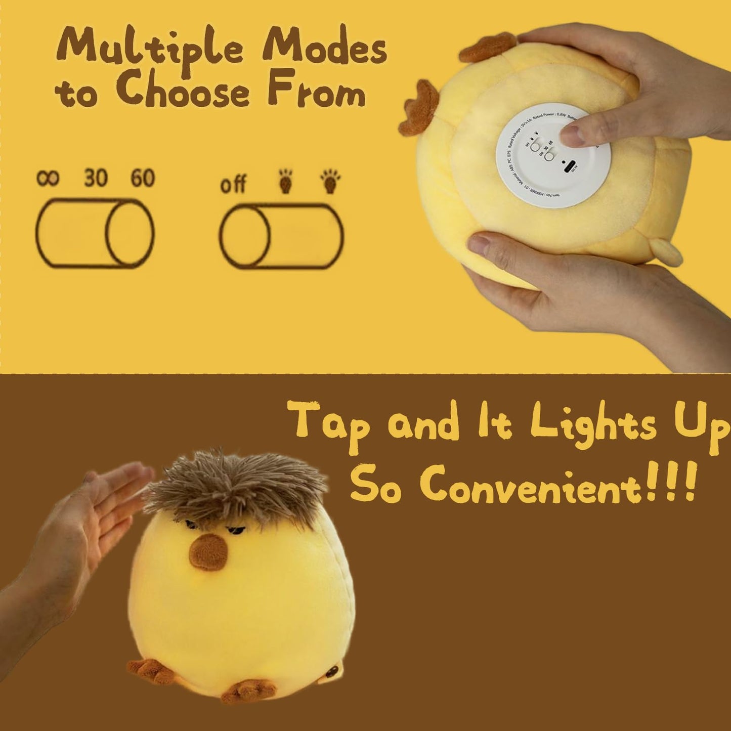 Night Light For Kids 2 Level Dimmable Nursery Nightlight Cute Canary Rechargeable Kids Night Light With Timer  Long Battery Life Touch Lamp For Boys And Girls Gifts Bedroom Decor (Yellow)