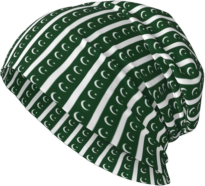 sackhg Flag of Pakistan Print Winter Beanie Hat Men Women Soft Lightweight Thermal Cap for Outdoor Skiing Wear Black