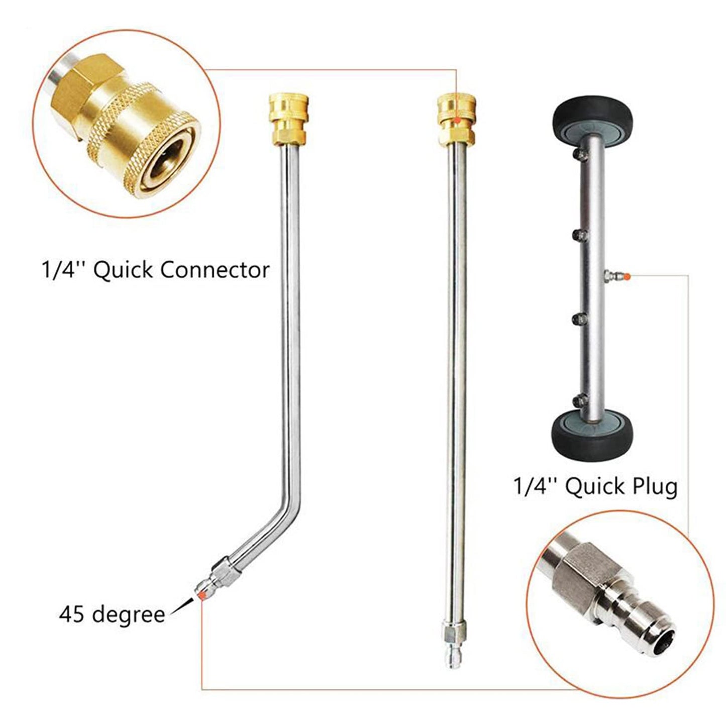 TRELVEX Pressure Washer Surface Cleaner 16'' Undercarriage Cleaner with 2 Pressure Washer ExWand Attachment Dual-Function Undercarriage Cleaner,5000 PSI