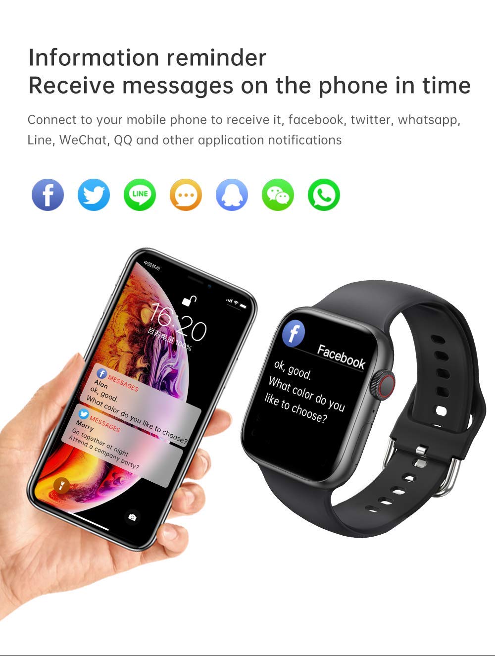 Hchlql Smart Watch For Android Ios Phones Compatible With Iphone Samsung, Touchscreen Fitness Tracker Smartwatch With Call/Sms/H