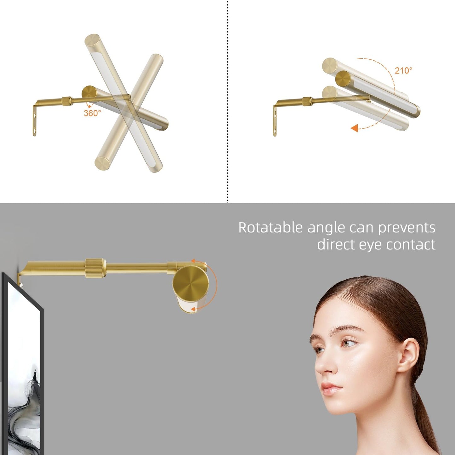 Coinmit Picture Lights for Paintings Plug in, 16" Adjustable LED Gold Picture Light Art Light, Remote Control Gallery Painting Wall Light for Picture Display Dartboard Art Work (Gold)