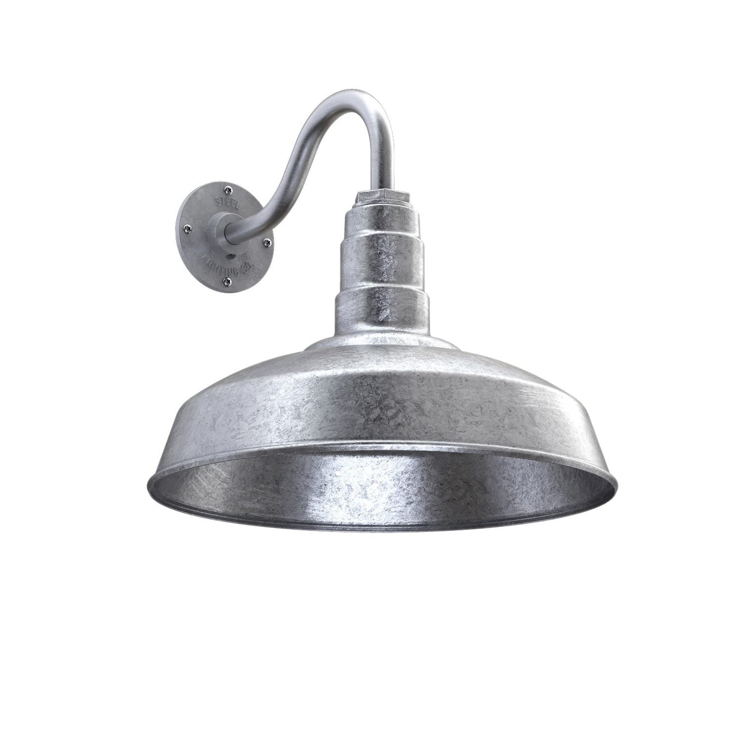 Steel Lighting Co. Gardena Barn Light - 16 Dome, 11 Gooseneck, Galvanized Porcelain, Outdoor Wall Mounted, Made In America