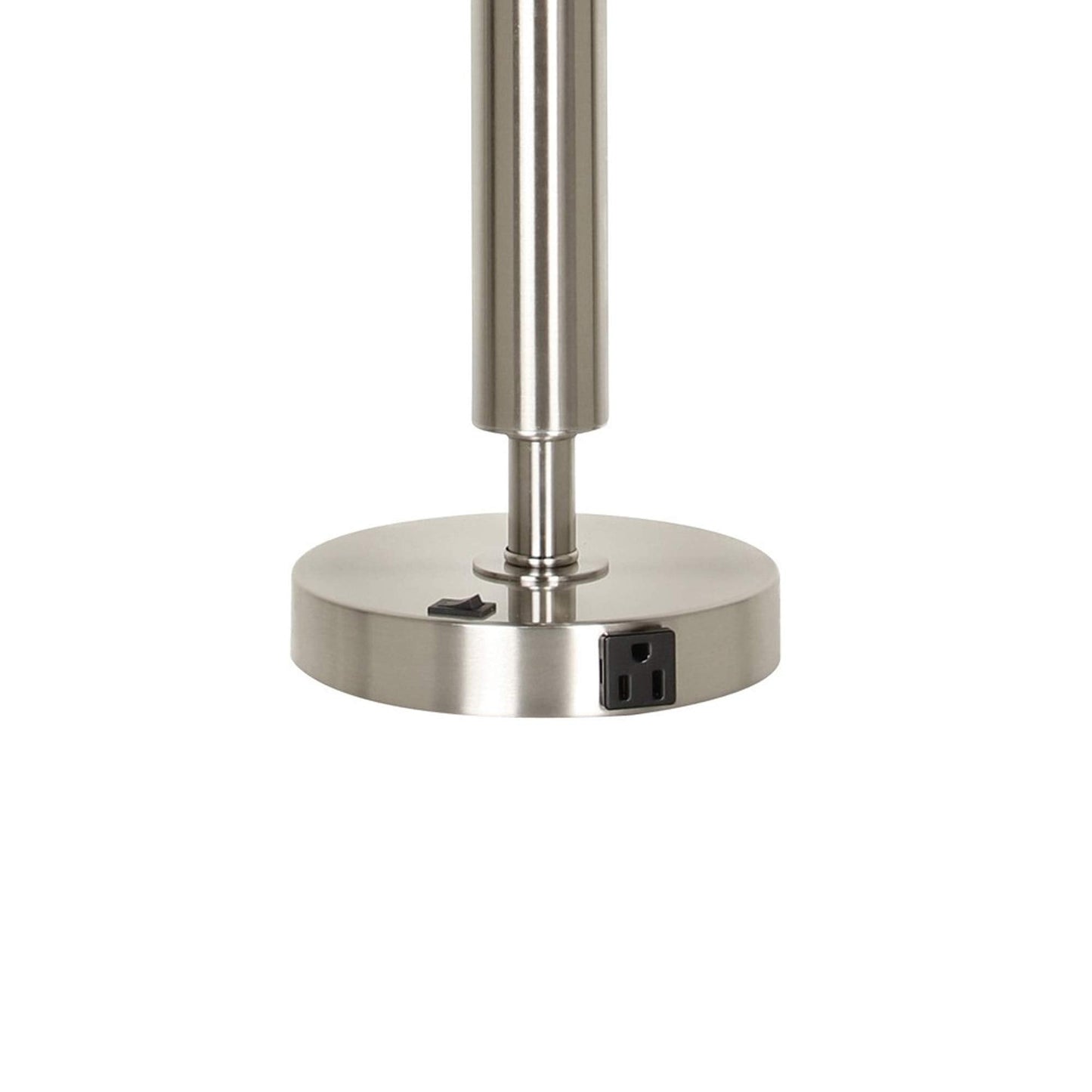 Benzara Metal Table Lamp with Fabric Drum Shade 30x15x15 in. White & Silver Model BM233289