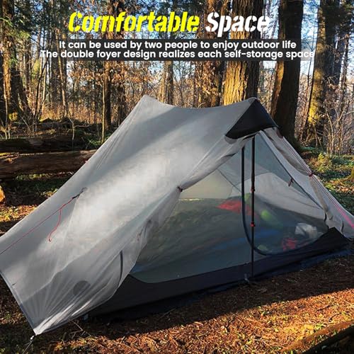 3F UL GEAR Lanshan 2 Person Tent Hiking Ultralight Camping Tent Professional 15D Silnylon Rodless Trekking Pole Tent Water...