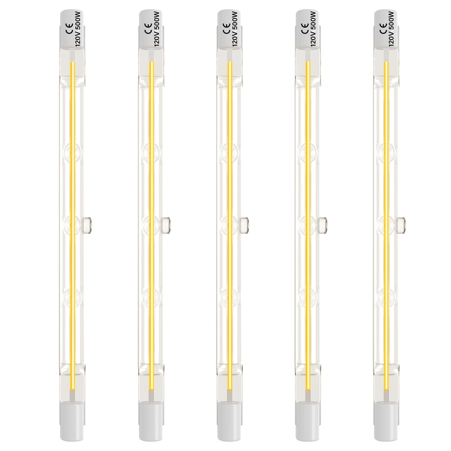 Lacnooe R7S Halogen Light Bulbs 500W 120V, 118mm J-Type T3, Warm White, Dimmable, 5 Pack