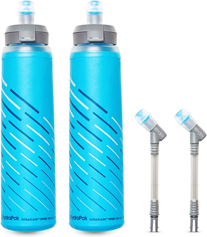 HydraPak UltraFlask (500ml/600ml) - Collapsible Soft Flask Water Bottle for Hydration Vests and Running Packs with Easy Open Cap