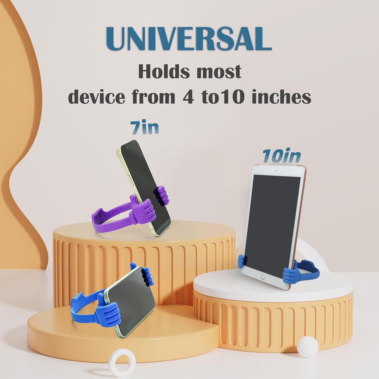 Honsky Cell Phone Stand Holder 2-Pack,Thumbs Up Lazy Phone Stand,Universal Adjustable Flexible Dock for All Phones & Tablets,Cute Stocking Stuffer Gift for Teen Girls,Grey/Pink