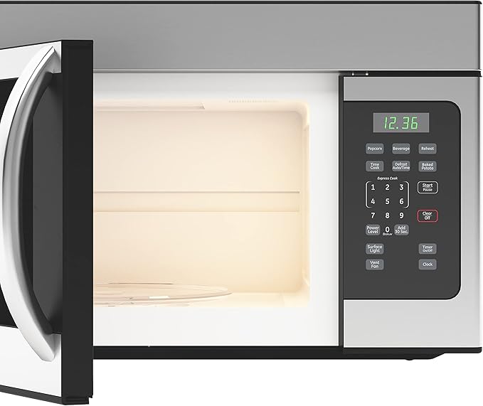 KoolMore 1.6 Cu. Ft. Over the Range Microwave Oven with Oven Lamp and 300CFM Recirculation Vent Hood Function, Auto Cook Menus, Reheat Function, 10 Power Levels, Timer, and Weight Defrost (KM-MOT-1SS)