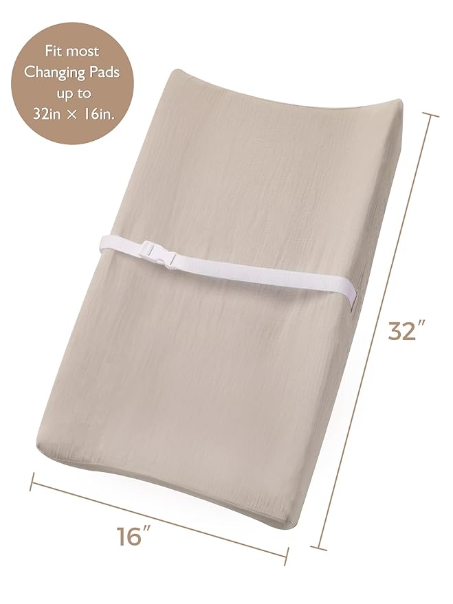 Changing Pad Cover for Baby Girls Boys, Muslin Changing Table Pad Covers with Boho Style, Neutral Color Soft and Breathable (Dusty Rose)