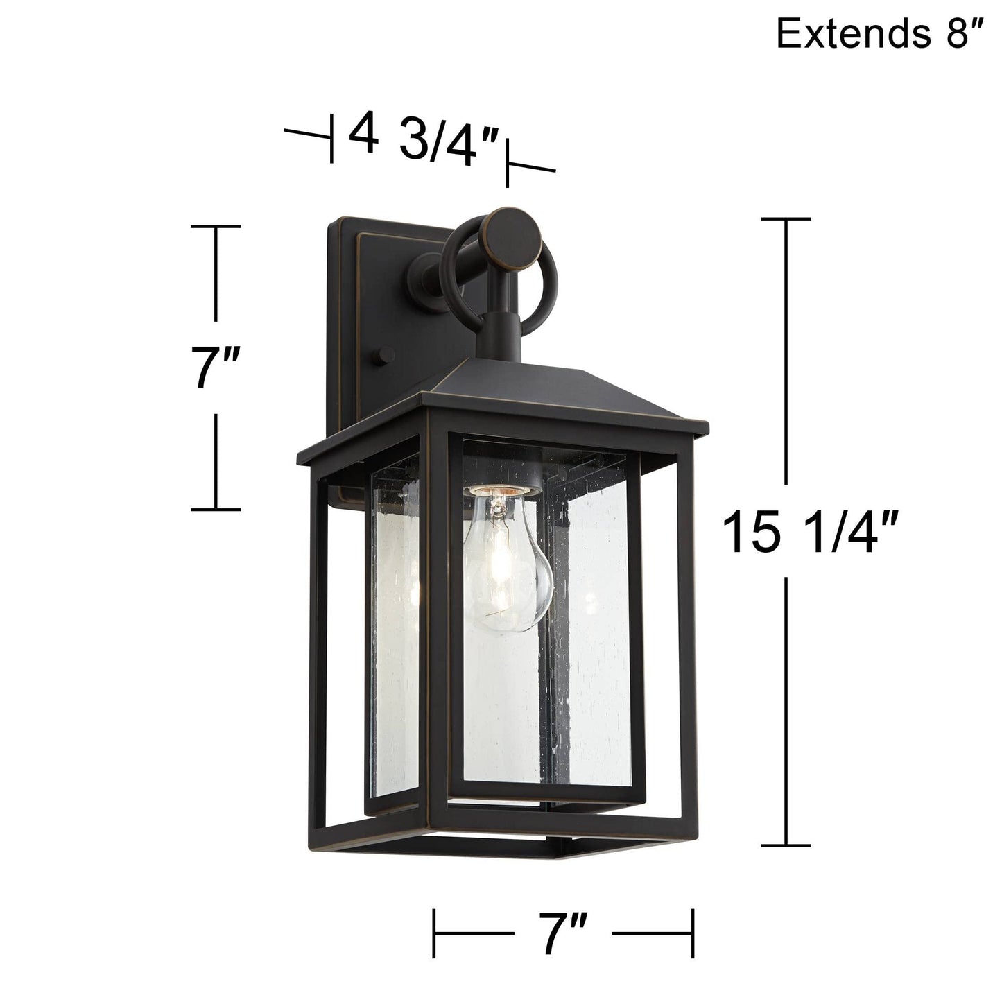 John Timberland Outdoor Wall Light Fixture, 15.25 Brown Bronze Metal With Textured Clear Glass For Porch, Patio, Deck, And Garden