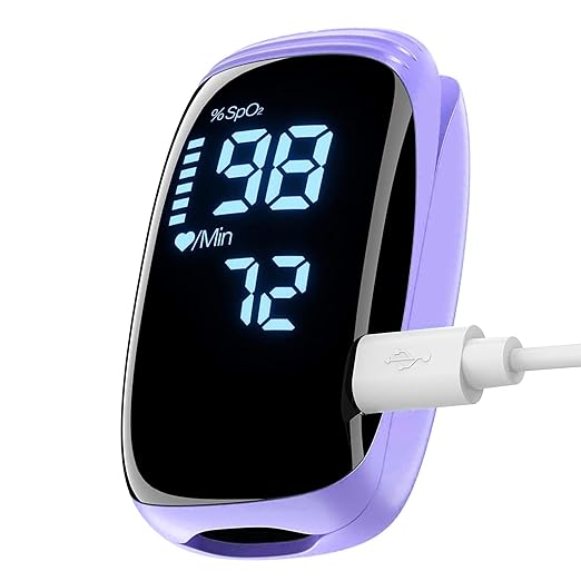 Fingertip Pulse Oximeter, Rechargeable Pulse Oximeter, Finger Pulse Oximeter, Blood Oxygen Meter Finger, Pulse OX with Lan...