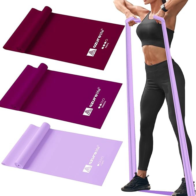 A AZURELIFE Resistance Bands,Professional Long Non-Latex Elastic Stretch Bands,Exercise Bands for Physical Therapy, Yoga, ...