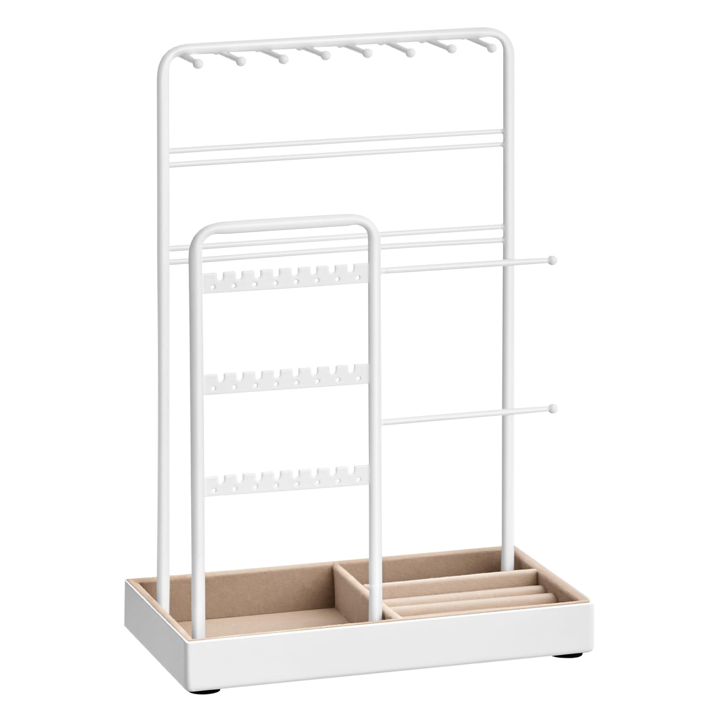 SONGMICS Jewelry Holder, Jewelry Organizer, Jewelry Display Stand with Metal Frame, Velvet Tray, Necklace Earring Bracelet Holde