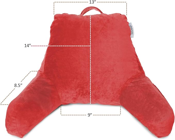 Nestl Reading Pillow for Kids, Small Bed Pillow, Back Pillow for Sitting in Bed, Memory Foam Chair Pillow, Reading & Bed Rest Pillows, Cherry Red Back Pillow for Bed, Arm Pillow with Pockets
