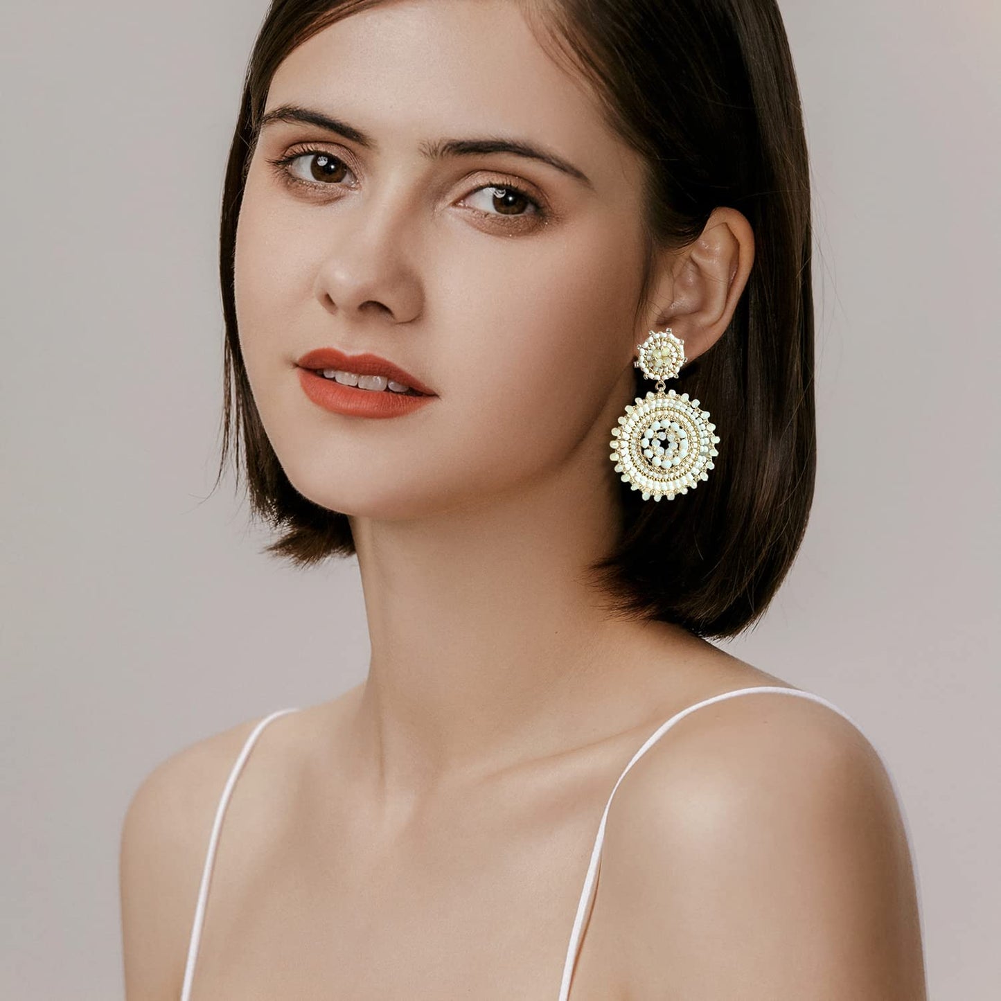 Elegance 11 Designs White Beaded Earrings For Women Boho Statement Western Bead Country Summer Beach Dangle Handmade Earrings Je