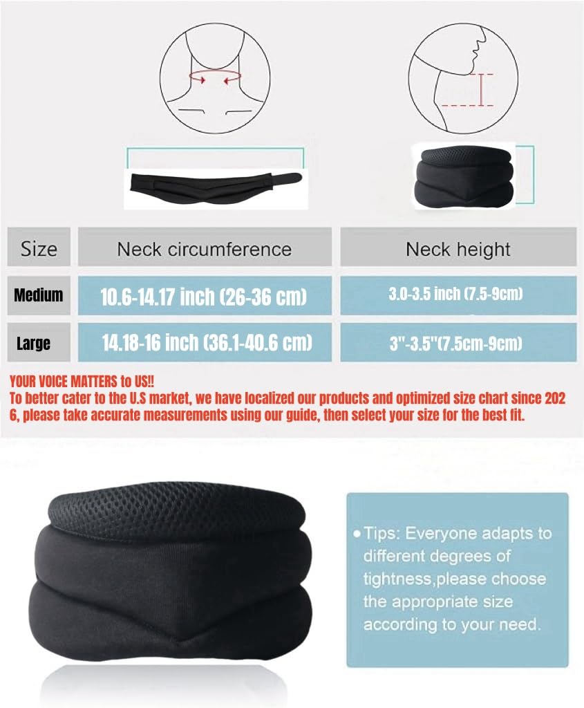 Gegiron Neck Brace for Snoring,Neck Support, Adjustable Soft Cervical Collar for Relief of Sleep Apnea &Cervical Spine Pressure, 2026 Upgraded Ergonomic Sleep Support for Comfortable Sleep,Women & Men
