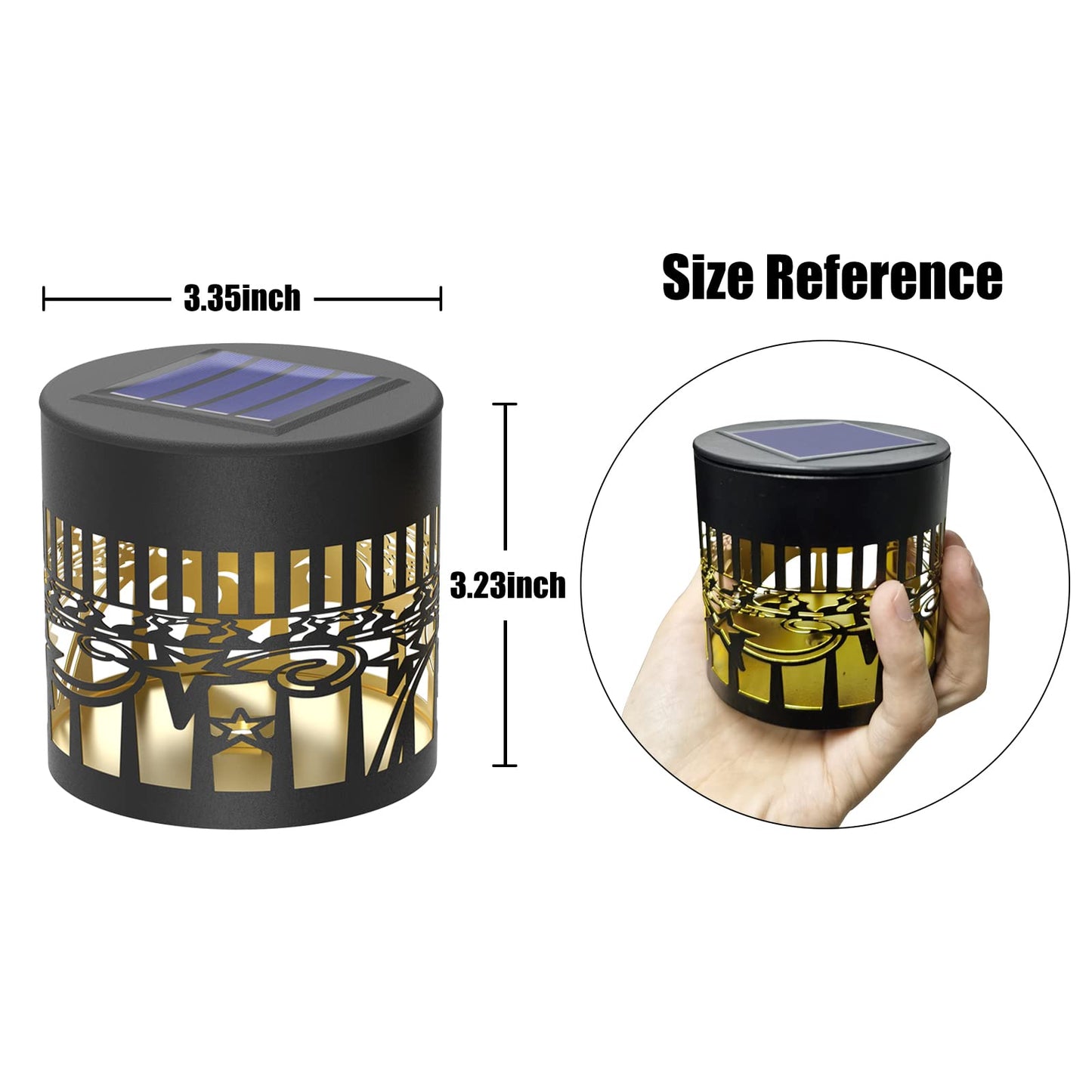 gardencave Solar Fence Lights, Metal, Waterproof, Sun Moon Theme, 2 Pack, Face, Model TIH03 for Outdoor Garden Decor