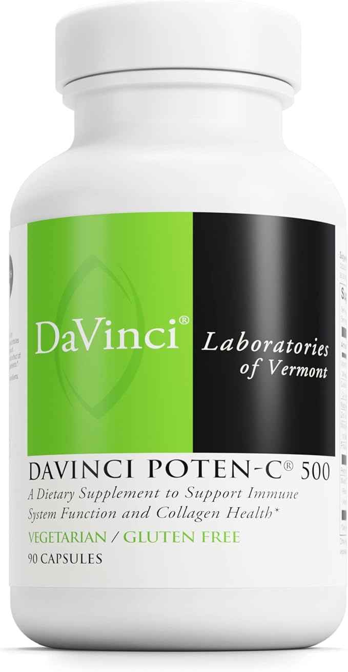 DAVINCI Labs Poten-C 500 - Dietary Supplement to Support Immune System Function & Collagen Health* - with Vitamin C, Calcium, Magnesium, Potassium, and More - Vegetarian - Gluten-Free - 90 Tablets