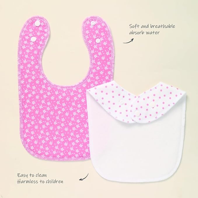 8 Pack Baby Bibs Unisex Adjustable with Snaps Ultra Soft Absorbent Drooling Teething for Boys and Girls