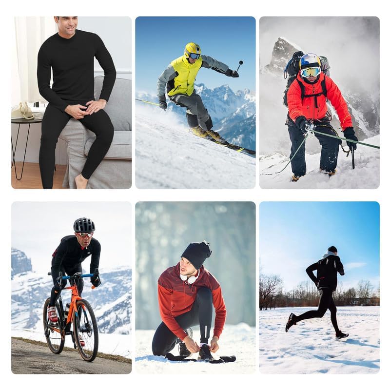 SIMIYA 2 Packs Mens Long Johns, Thermal Underwear for Men Soft Base Layer Mens Thermal Pants for Cold Weather