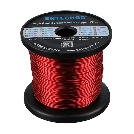 BNTECHGO 16 AWG Magnet Wire - Enameled Copper Wire - Enameled Magnet Winding Wire - 3.0 lb - 0.0492" Diameter 1 Spool Coil Red Temperature Rating 155℃ Widely Used for Transformers Inductors