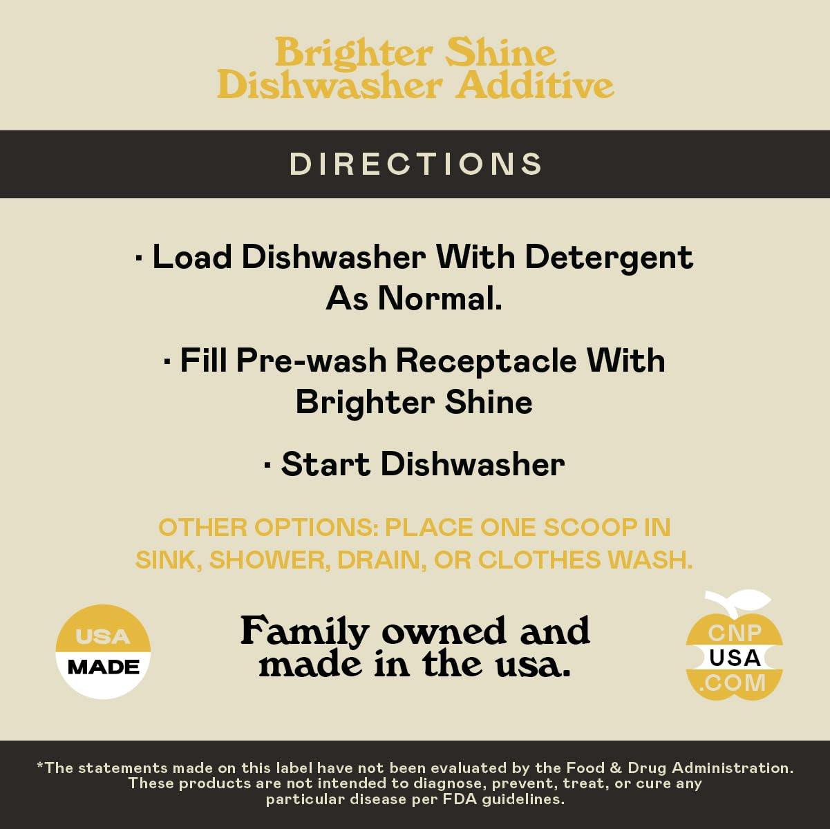 Brighter Shine - 60 Uses, Natural Lemon Dishwasher Additive & Citric Acid Cleaner, Hard Water Spots Remover