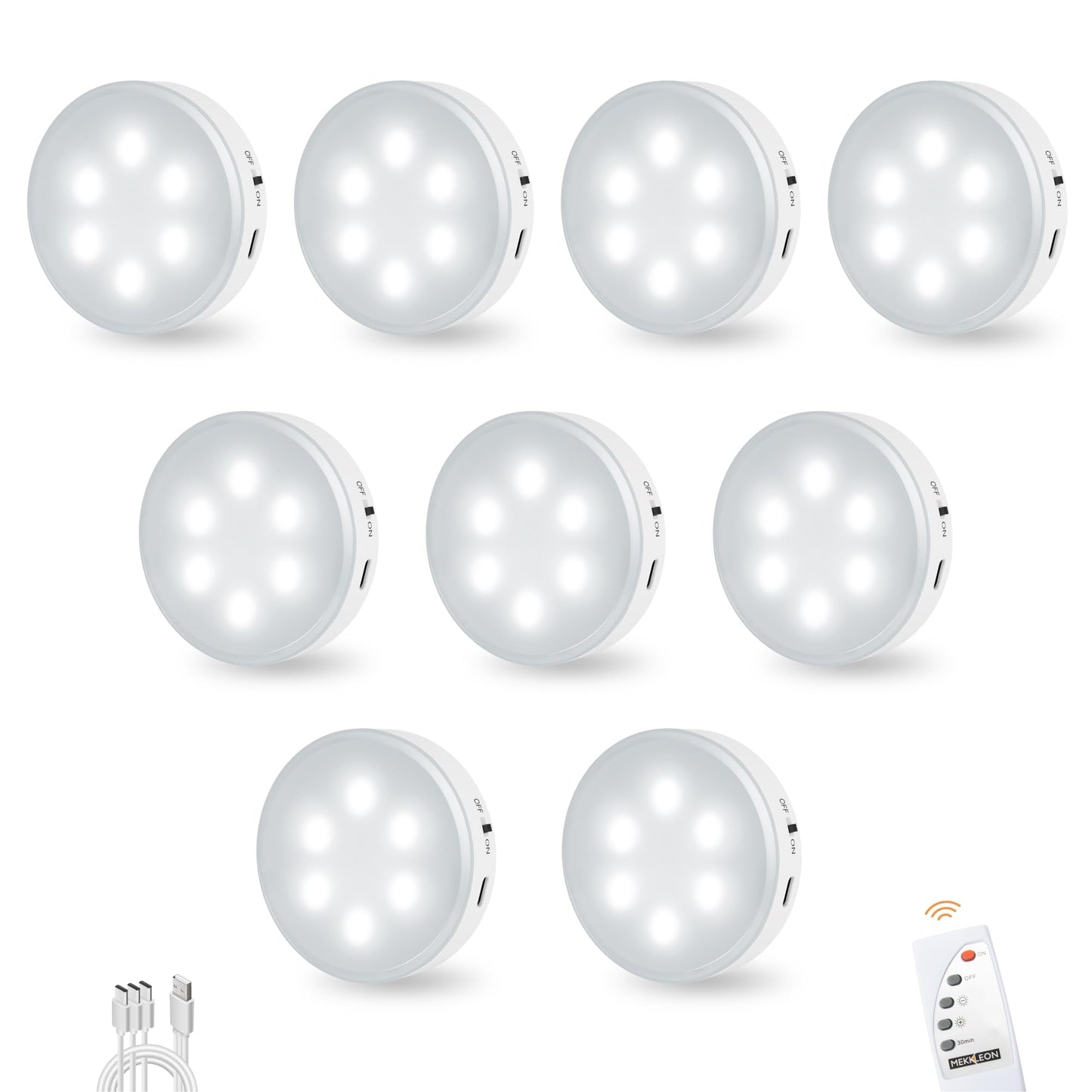 Puck Lights with Remote Control, Under Cabinet Lighting with Magnetic and Cordless, 1200mAh Rechargeable Closet Lights Stick On