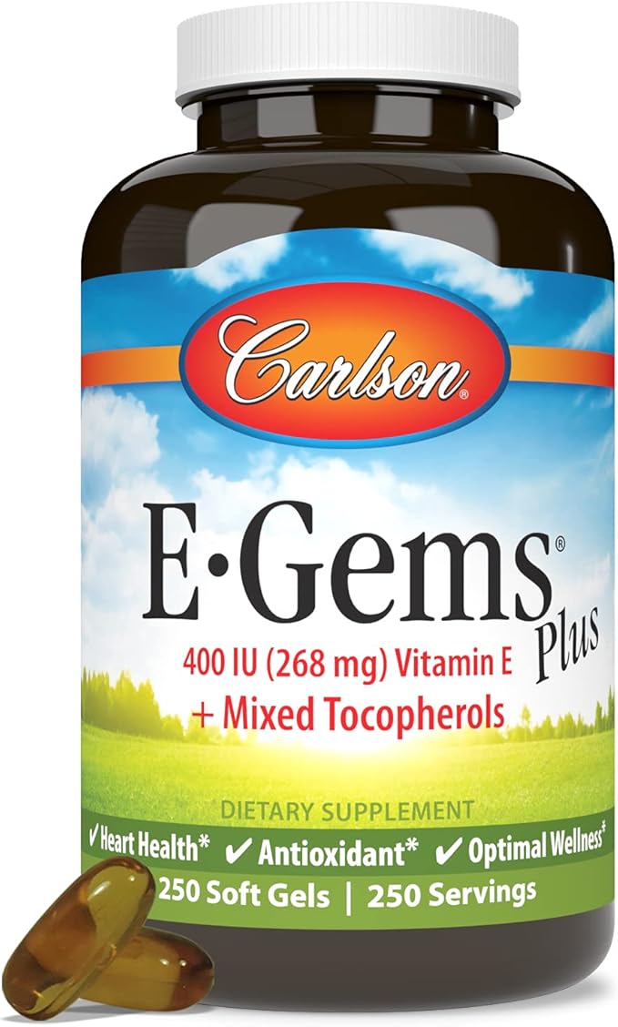Carlson - E-Gems Plus, Natural Vitamin E 400 IU, Supports a Healthy Heart, 250 soft gels