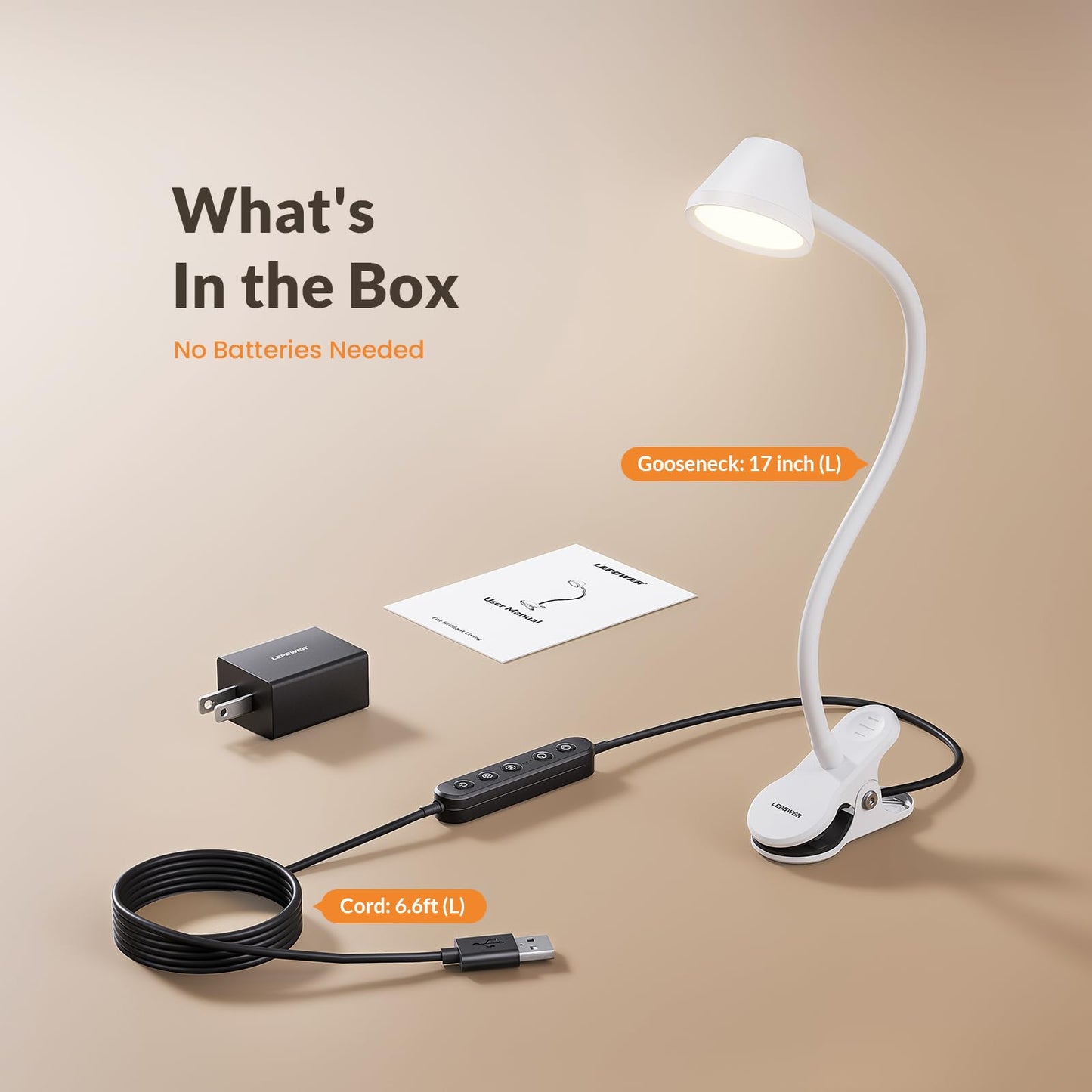 LEPOWER Clip on Light, Reading Lights for Books in Bed with 5 Colors & Stepless Dimming, RG0 Eye-Care, Auto Timer & Night Light, Strong Clamp for Headboard, Bedside, Desk, White