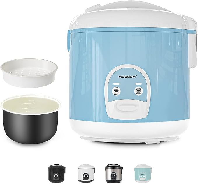 Electric Rice Cooker with One Touch for Asian Japanese Sushi Rice, 10-cup Uncooked/20-cup Cooked, Fast&Convenient Cooker with Steamer, Stainless Steel Housing and Auto Warmer