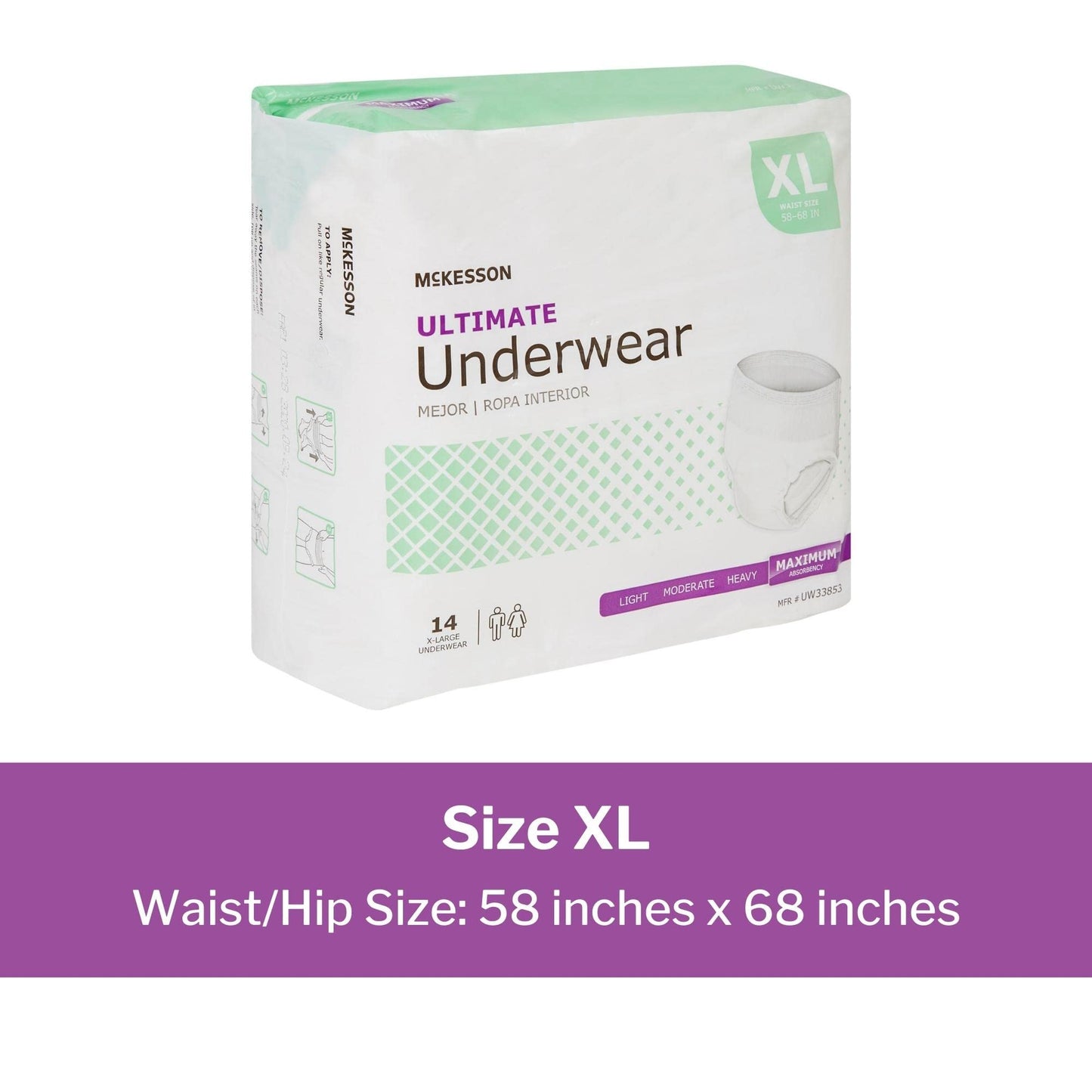 McKesson Ultimate Adult Incontinence Underwear, [56 Count], XL, 58-68 in. Maximum Absorbency, Unisex Bladder Leak Protection, Pull-On Style with Tear-Away Sides, for Postpartum and Incontinence