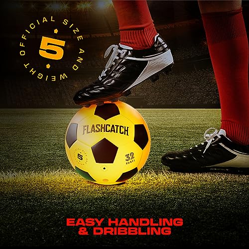 FlashCatch Light Up Soccer Ball - Glow in The Dark - NO 5 - Sports Gear Gifts for Boys & Girls 8-15+ Year Old - Kids, Teen...