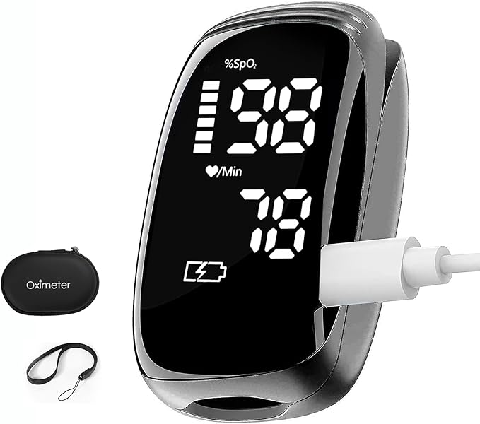 Rechargeable Pulse Oximeter Fingertip - Blood Oxygen Saturation Monitor With Accurate Fast SpO2 Reading Outdoor Sports Wid...