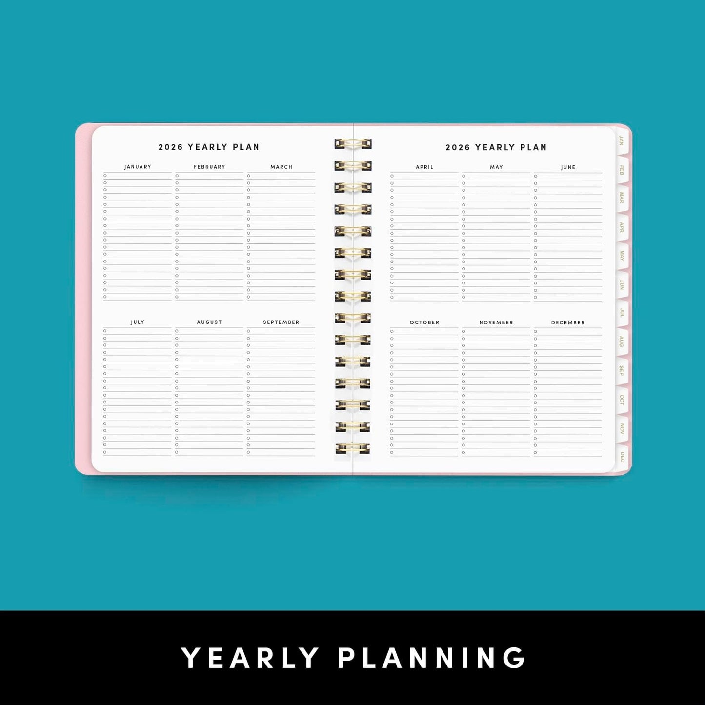 PAPERAGE 2026 Weekly & Monthly Planner, 12 Months (January 2026 - December 2026), 6.6 in x 8.1 in, Spiral Bound 2026 Planner with Weekly, Monthly & Yearly Views, Note Pages & Inner Pocket – Blush