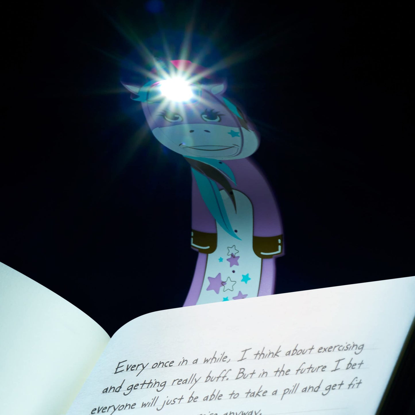 Gifts for Readers & Writers Flexilight Pal Bookmark Book Light LED Clip-On Unicorn Purple Model FLPUP