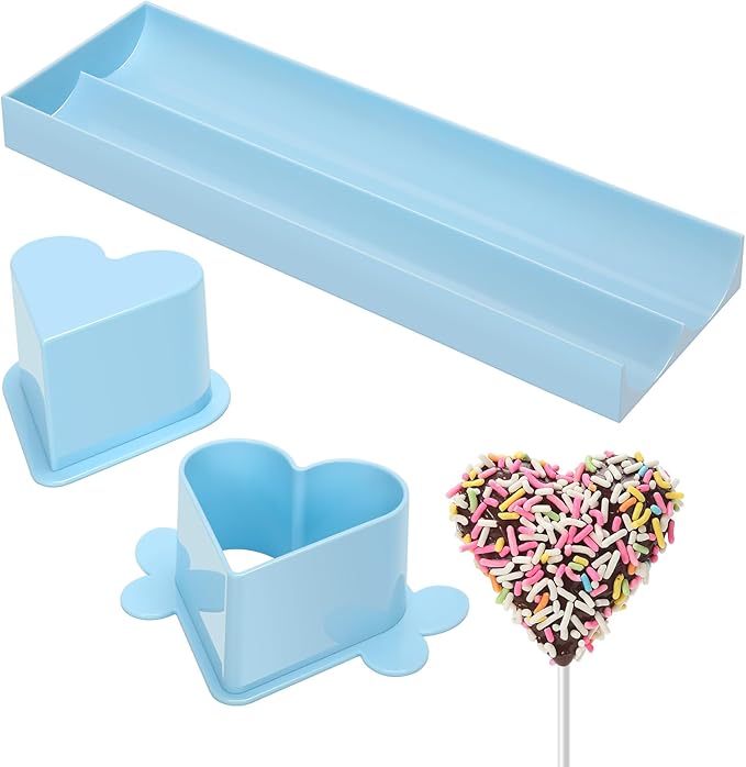 Heart Cake Pop Mold Set with 9 Inch Tray and Sticks, ABS Cake Pop Maker, Baking Molds Kit for Parties, Wedding,Home Desserts Making - Blue