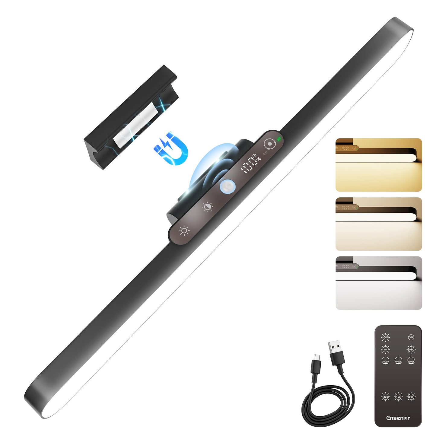 Ensenior Light Bar  14 Inch Under Cabinet Motion Sensor Lighting With Stepless Dimming 3Cct Remote Magnetic Rechargeable 2000Mah Battery  Motion Sensor Light Indoor For Kitchen  Cabinet  Closet