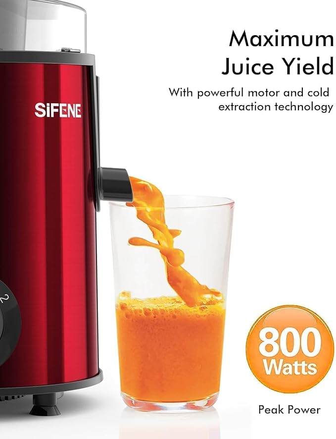 Juicer Machine - 3" Wide Mouth Centrifugal Juicer Extractor for Fruits and Vegetables, Red