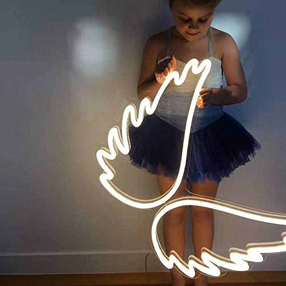 Ulalaza Neon Light Sign LED Decorative Marquee Sign 13inx17in White TT10233/Angel Wing