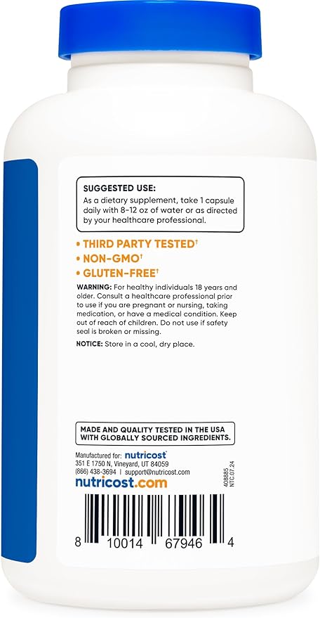 Nutricost Pantothenic Acid (Vitamin B5) 500mg, 240 Capsules