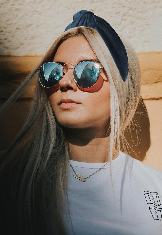 YETASI Pastel Blue Velvet Headbands Women Girls Trendy, Womens Headbands are Knotted Headband for Women 's Hair, Cute Headband T