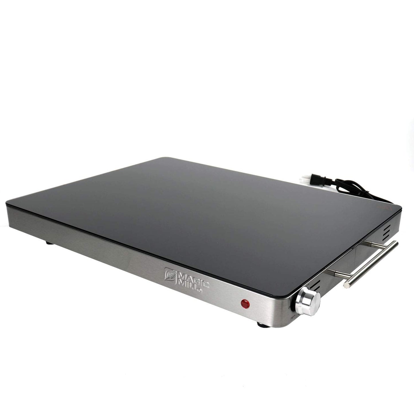 Magic Mill Large Electric Glass Top Food Warming Tray Buffet, Keep Your Food Hot During Holiday Parties, Adjustable Temperature Control, Stay-Cool Handles, Modern Stainless Steel Design, ETL Approved