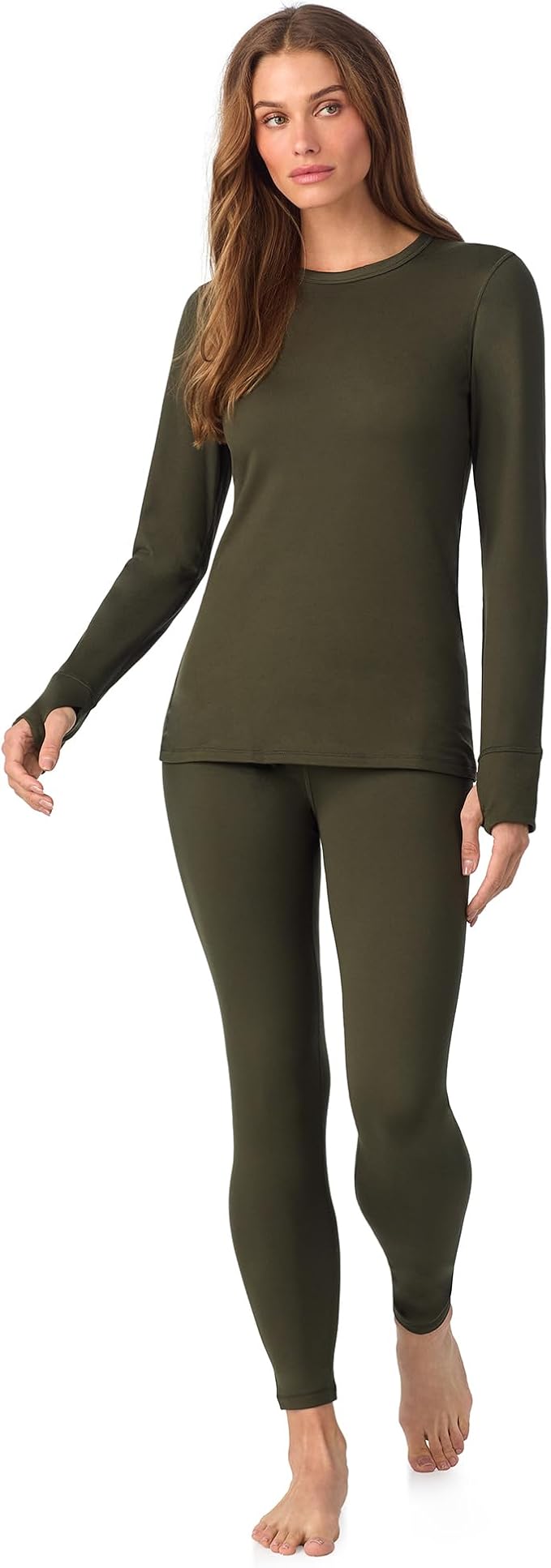 Cuddl Duds Womens Heavyweight Cold Weather Fleece Lined Thermal Set – Long Sleeve Top & Leggings - Winter Lounge Sets