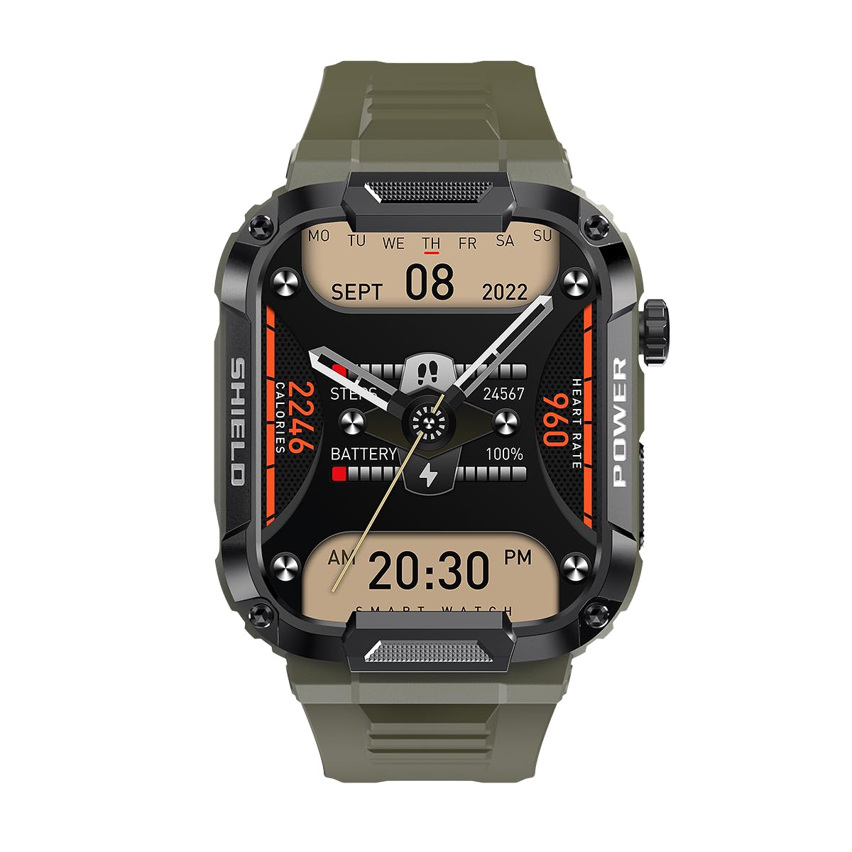 Yoimjoyfun Mens Smartwatch, 1.85-Inch Large Display, Android-Enabled Smart Fitness Watch, Takes And Makes Calls (Green)