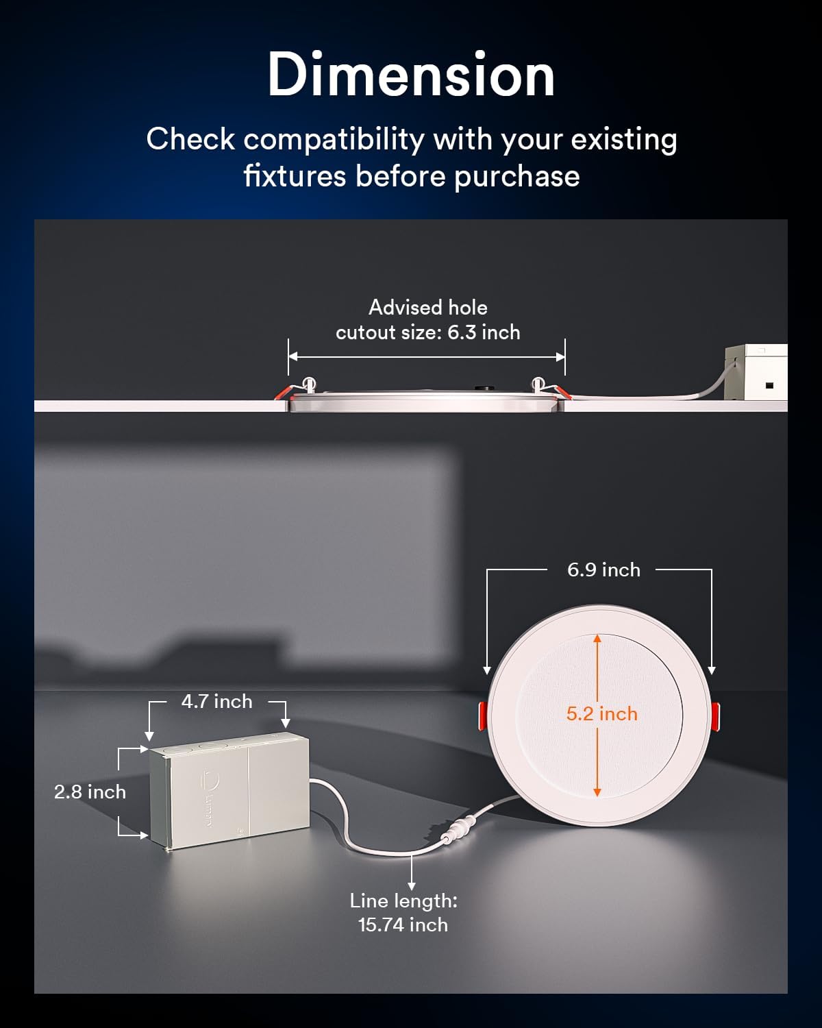 Lumary Rgbai Smart Recessed Lighting 6 Inch With Gradient Accent And Night Ring  12W 1000Lm Wi-Fi Led Recessed Lights  Led Downlight Compatible With Alexa/Google Assistant/Siri  1Pcs