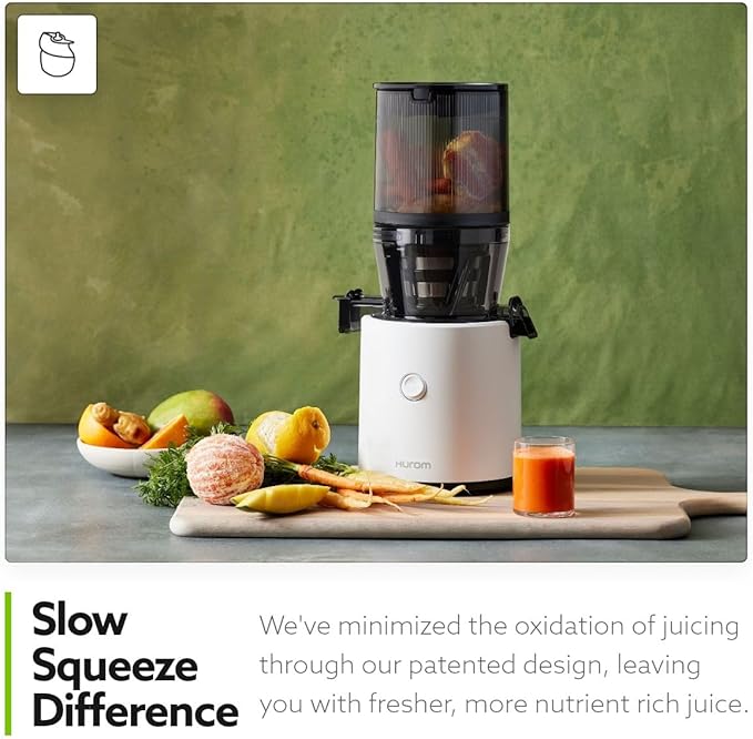 Hurom H320 Slow Juicer | Ultra Low Pulp | Hands-Free | Hopper Fits Whole Produce | Quiet Motor | BPA Free | Easy Assembly | Cold Press Masticating Juicer (Black Slow Juicer)