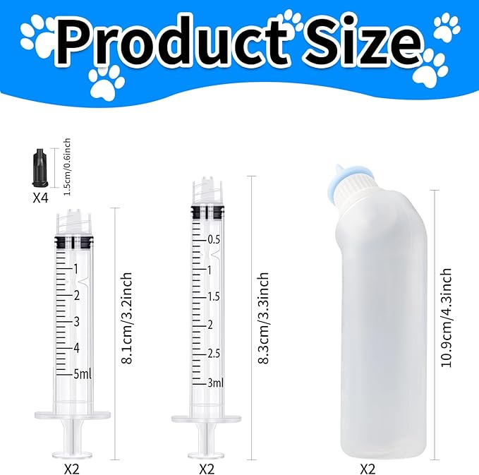 Blue Pet Feeding Silicone Nipple with Bottle for Kittens,Squirrels,Newborn Kittens Puppy Cat or Other Pets